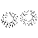 Maxbell 2 Pairs Fake Nipplering Non-piercing Steel Adjustable Screw Flower Ring
