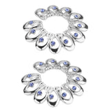 Maxbell 1 Pair Stainless Steel Crystal Floral Adjustable Clip On Mamilo Ring Blue - Aladdin Shoppers