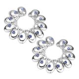 Maxbell 1 Pair Stainless Steel Crystal Floral Adjustable Clip On Mamilo Ring Blue - Aladdin Shoppers