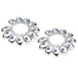 Maxbell 1 Pair Stainless Steel Crystal Floral Adjustable Clip On Mamilo Ring Blue - Aladdin Shoppers
