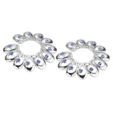 Maxbell 1 Pair Stainless Steel Crystal Floral Adjustable Clip On Mamilo Ring Blue - Aladdin Shoppers