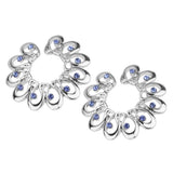 Maxbell 1 Pair Stainless Steel Crystal Floral Adjustable Clip On Mamilo Ring Blue - Aladdin Shoppers