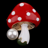 Maxbell 3 Pieces Delicate 3 Colors Enamel Faux Pearl Mushroom Brooch Pins for Womens
