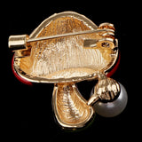 Maxbell 3 Pieces Delicate 3 Colors Enamel Faux Pearl Mushroom Brooch Pins for Womens