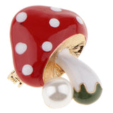 Maxbell 3 Pieces Delicate 3 Colors Enamel Faux Pearl Mushroom Brooch Pins for Womens