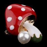 Maxbell 3 Pieces Delicate 3 Colors Enamel Faux Pearl Mushroom Brooch Pins for Womens