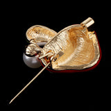 Maxbell 3 Pieces Delicate 3 Colors Enamel Faux Pearl Mushroom Brooch Pins for Womens