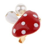 Maxbell 3 Pieces Delicate 3 Colors Enamel Faux Pearl Mushroom Brooch Pins for Womens