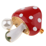 Maxbell 3 Pieces Delicate 3 Colors Enamel Faux Pearl Mushroom Brooch Pins for Womens