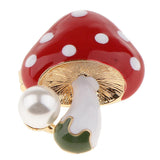 Maxbell 3 Pieces Delicate 3 Colors Enamel Faux Pearl Mushroom Brooch Pins for Womens
