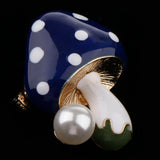 Maxbell 3 Pieces Delicate 3 Colors Enamel Faux Pearl Mushroom Brooch Pins for Womens