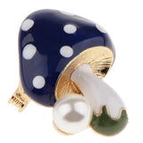 Maxbell 3 Pieces Delicate 3 Colors Enamel Faux Pearl Mushroom Brooch Pins for Womens