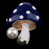 Maxbell 3 Pieces Delicate 3 Colors Enamel Faux Pearl Mushroom Brooch Pins for Womens