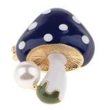 Maxbell 3 Pieces Delicate 3 Colors Enamel Faux Pearl Mushroom Brooch Pins for Womens