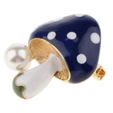 Maxbell 3 Pieces Delicate 3 Colors Enamel Faux Pearl Mushroom Brooch Pins for Womens