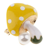 Maxbell 3 Pieces Delicate 3 Colors Enamel Faux Pearl Mushroom Brooch Pins for Womens