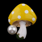 Maxbell 3 Pieces Delicate 3 Colors Enamel Faux Pearl Mushroom Brooch Pins for Womens