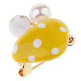 Maxbell 3 Pieces Delicate 3 Colors Enamel Faux Pearl Mushroom Brooch Pins for Womens