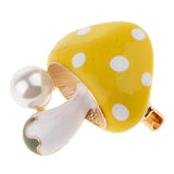 Maxbell 3 Pieces Delicate 3 Colors Enamel Faux Pearl Mushroom Brooch Pins for Womens