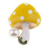 Maxbell 3 Pieces Delicate 3 Colors Enamel Faux Pearl Mushroom Brooch Pins for Womens
