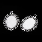 Maxbell Set of 10pcs Antique Silver Tibetan Style Alloy DIY Pendants Accessories Lace Brim Cabochon Bezel - Aladdin Shoppers
