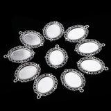 Maxbell Set of 10pcs Antique Silver Tibetan Style Alloy DIY Pendants Accessories Lace Brim Cabochon Bezel - Aladdin Shoppers