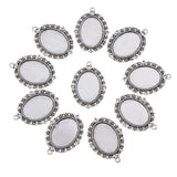 Maxbell Set of 10pcs Antique Silver Tibetan Style Alloy DIY Pendants Accessories Lace Brim Cabochon Bezel - Aladdin Shoppers