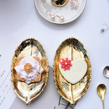 Golden Leaf Gilded Decorative Centerpiece Dish Jewelry Trinkets Tray Display