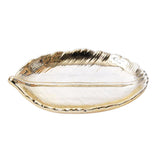 Golden Leaf Gilded Decorative Centerpiece Dish Jewelry Trinkets Tray Display