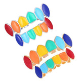 Maxbell 2 Sets Colorful Hip Hop Fang Teeth Grills Hollowen Clown Mouth Jewelry