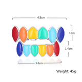 Maxbell 2 Sets Colorful Hip Hop Fang Teeth Grills Hollowen Clown Mouth Jewelry