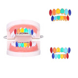 Maxbell 2 Sets Colorful Hip Hop Fang Teeth Grills Hollowen Clown Mouth Jewelry