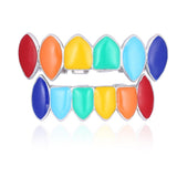 Maxbell 2 Sets Colorful Hip Hop Fang Teeth Grills Hollowen Clown Mouth Jewelry