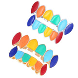 Maxbell 2 Sets Colorful Hip Hop Fang Teeth Grills Hollowen Clown Mouth Jewelry