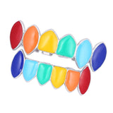 Maxbell 2 Sets Colorful Hip Hop Fang Teeth Grills Hollowen Clown Mouth Jewelry