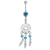 Maxbell 5 Piece Rhinestone Dreamcatcher Butterfly Leaf Heart Belly Bar Navel Ring - Aladdin Shoppers