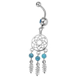 Maxbell 5 Piece Rhinestone Dreamcatcher Butterfly Leaf Heart Belly Bar Navel Ring - Aladdin Shoppers