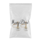 Maxbell 1 Pair U Shaped Faux Pearl Non Piercing Stylish Ear Clips Screw Back Gold - Aladdin Shoppers