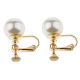 Maxbell 1 Pair U Shaped Faux Pearl Non Piercing Stylish Ear Clips Screw Back Gold - Aladdin Shoppers