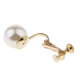 Maxbell 1 Pair U Shaped Faux Pearl Non Piercing Stylish Ear Clips Screw Back Gold - Aladdin Shoppers