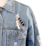 Maxbell Women Beaded Brooch Crystal Rhinestone Brooch Pin Clip Buckle Gift white