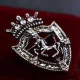 Maxbell Fancy Queen Crown Brooch Crystal Unicorn Racing Badge Brooch Antique Silver - Aladdin Shoppers