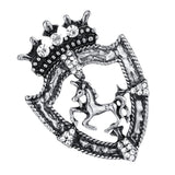 Maxbell Fancy Queen Crown Brooch Crystal Unicorn Racing Badge Brooch Antique Silver - Aladdin Shoppers