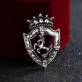 Maxbell Fancy Queen Crown Brooch Crystal Unicorn Racing Badge Brooch Antique Silver - Aladdin Shoppers