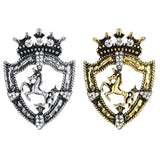 Maxbell Fancy Queen Crown Brooch Crystal Unicorn Racing Badge Brooch Antique Silver - Aladdin Shoppers