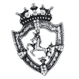 Maxbell Fancy Queen Crown Brooch Crystal Unicorn Racing Badge Brooch Antique Silver - Aladdin Shoppers
