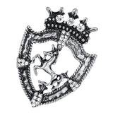 Maxbell Fancy Queen Crown Brooch Crystal Unicorn Racing Badge Brooch Antique Silver - Aladdin Shoppers