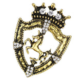 Maxbell Fancy Queen Crown Brooch Crystal Unicorn Racing Badge Brooch Antique Brass - Aladdin Shoppers