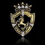 Maxbell Maxbell Fancy Queen Crown Brooch Crystal Unicorn Racing Badge Brooch Antique Brass