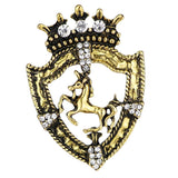 Maxbell Fancy Queen Crown Brooch Crystal Unicorn Racing Badge Brooch Antique Brass - Aladdin Shoppers